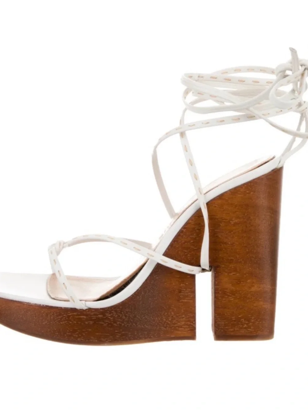 JACQUEMUS Les Sandales Pilotis Wooden Wedge Sandals Lace-Up Platform